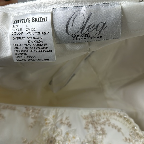 Oleg Cassini Elegant Mini Beaded Lace Embroidered Ivory /champ Wedding Dress - 4 - Picture 5 of 8